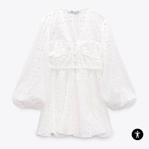 NWT Zara open work embroidery dress